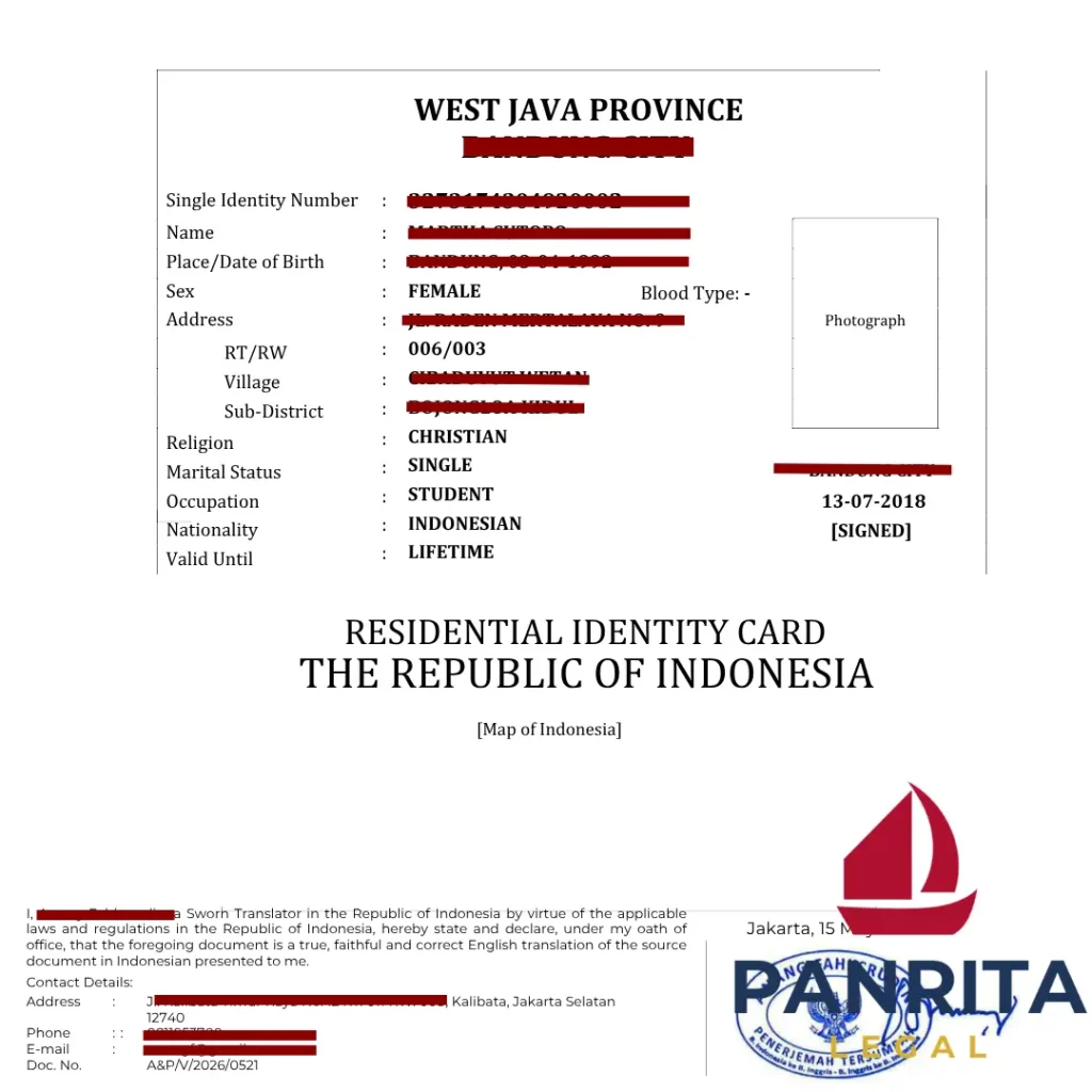Contoh Terjemahan Tersumpah KTP